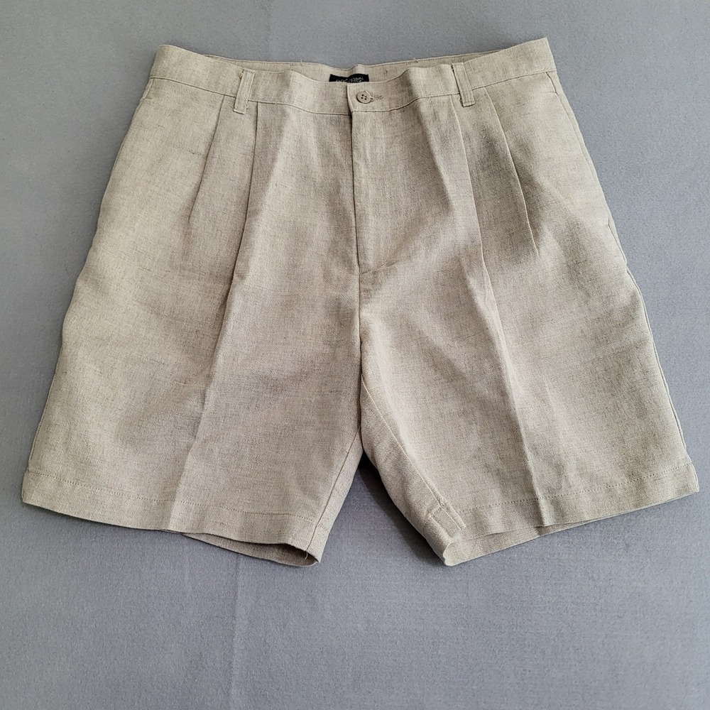 VTG Dockers Khakis Linen Blend Pleated Tan Shorts Men's 36